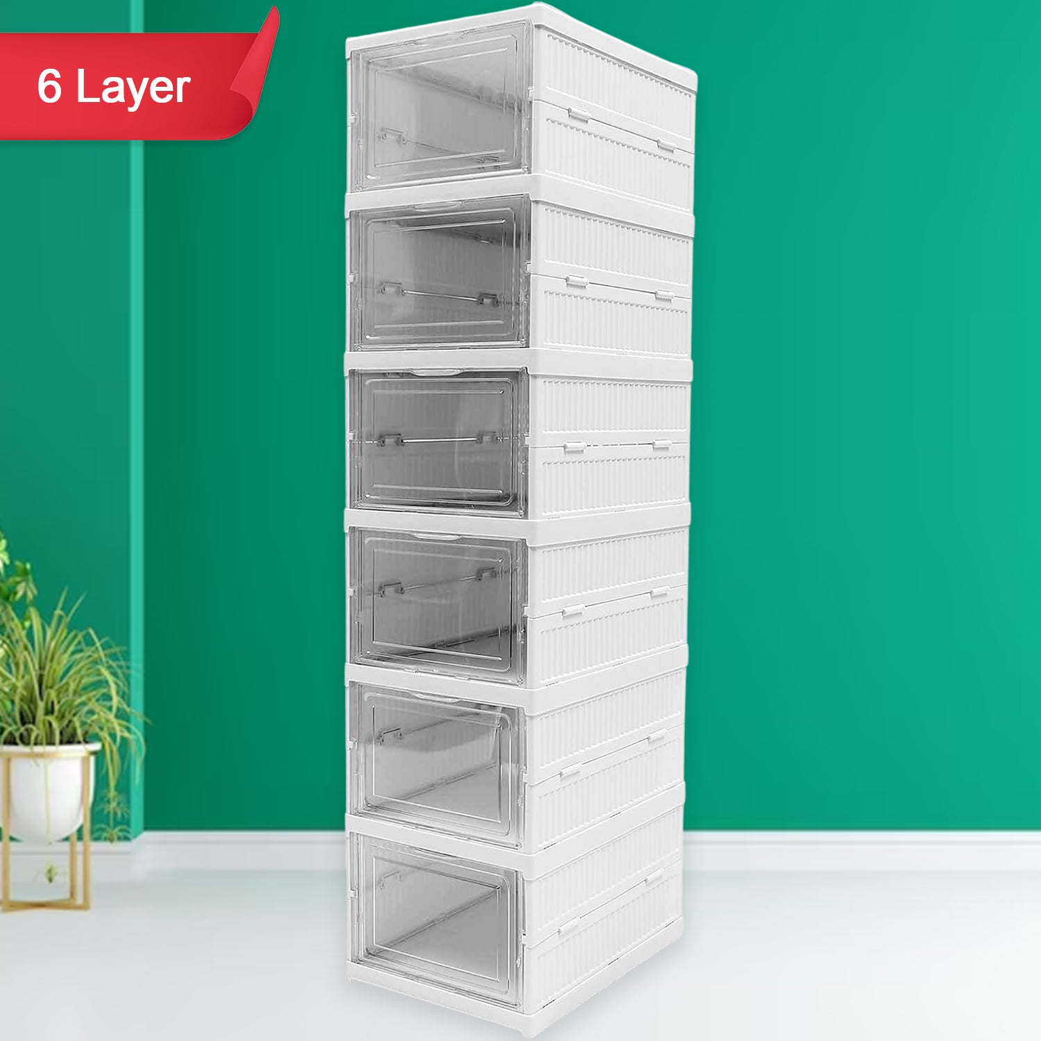 Stackable Multifunctional Storage, for Clothes Foldable Drawer Shelf Basket Utility Cart Rack Storage Organizer Cart for Kitchen, Pantry Closet, Bedroom, Bathroom, Laundry (2, 3, 4, 5, 6 / Layer 1 Pc) Stackable Multifunctional Storage, for Clothes Foldable Drawer Shelf Basket Utility Cart Rack Storage Organizer Cart for Kitchen, Pantry Closet, Bedroom, Bathroom, Laundry (2, 3, 4, 5, 6 / Layer 1 Pc)
